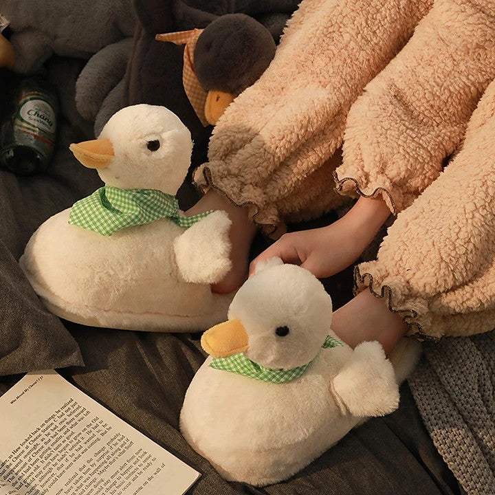 Funny Duck Plush Slippers | Adorable Fluffy Slippers - Image 2