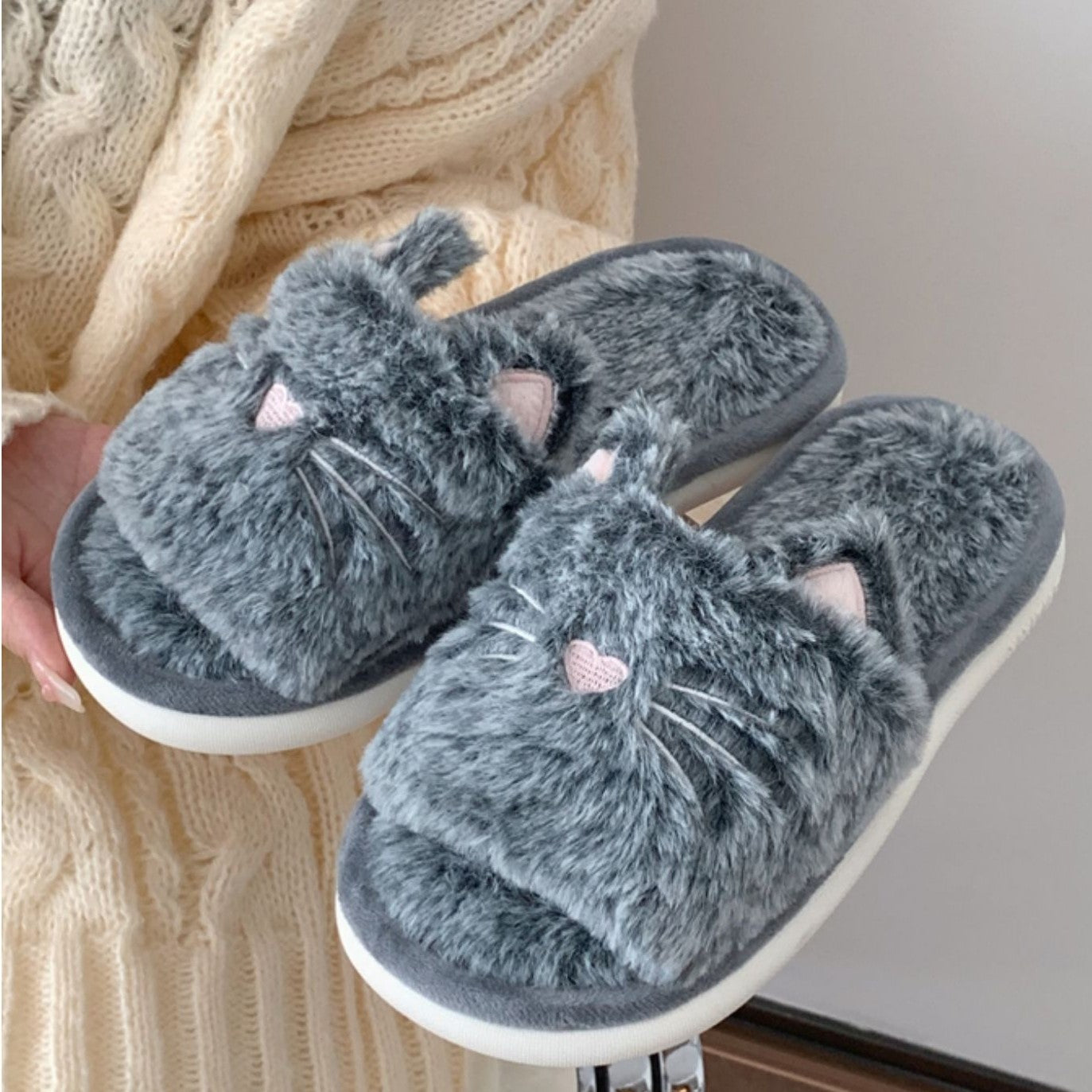 Furry Cat Ear Slippers - Image 4