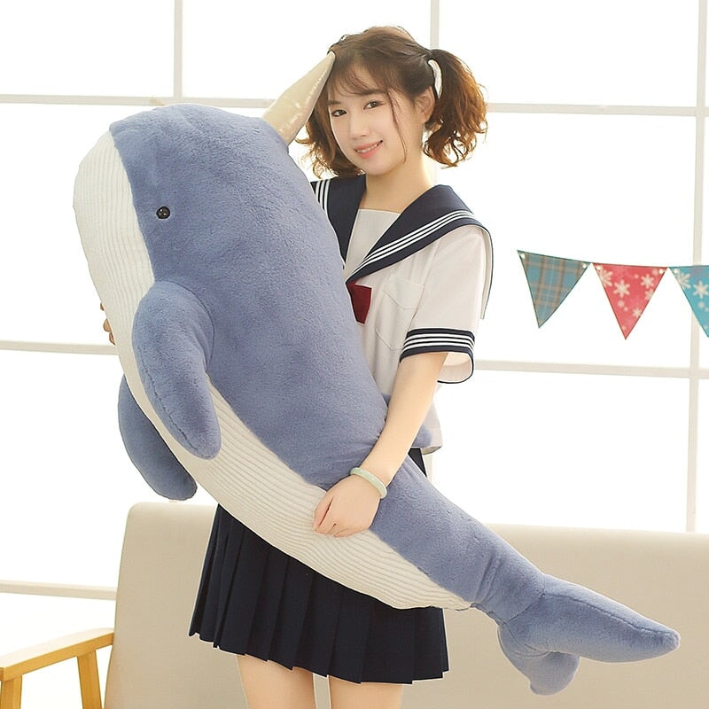 Giant Blue Pink Narwhal Plushies - Image 3