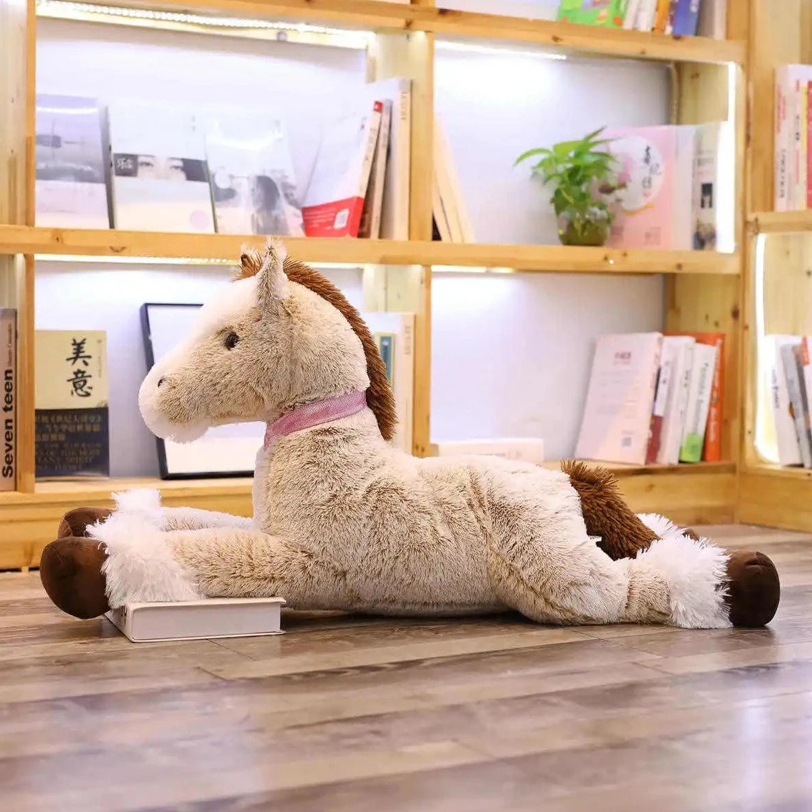 Giant Fluffy Brown Gray Horse Plushie - Image 11