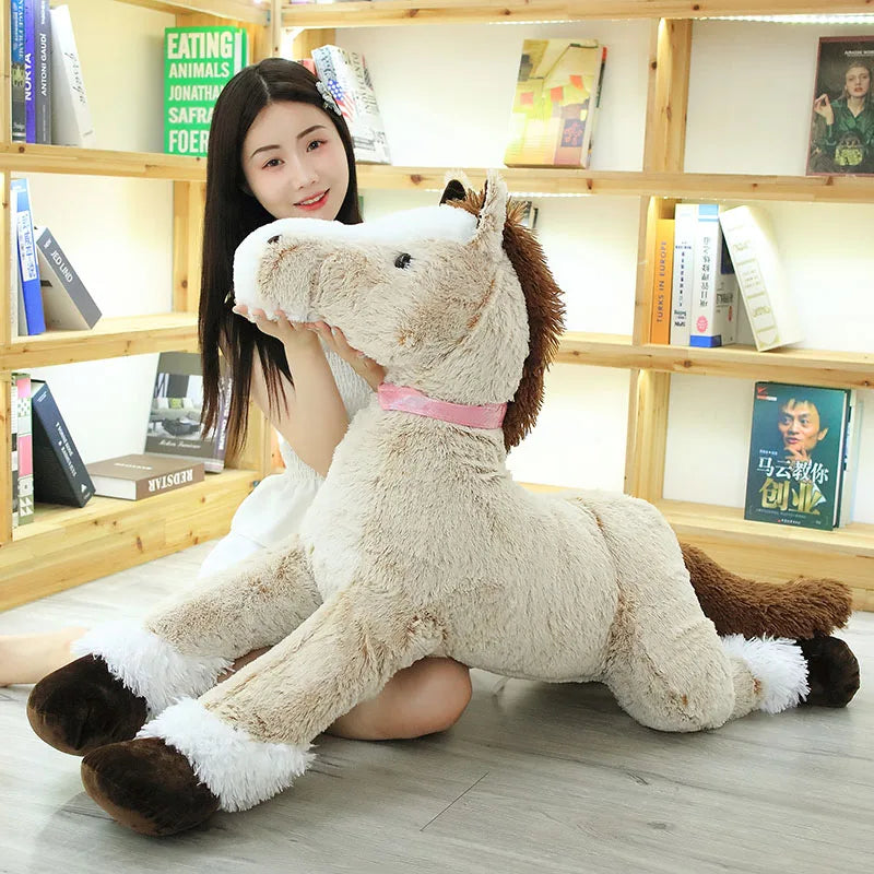 Giant Fluffy Brown Gray Horse Plushie - Image 8