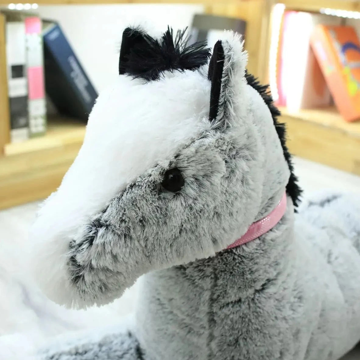Giant Fluffy Brown Gray Horse Plushie - Image 7