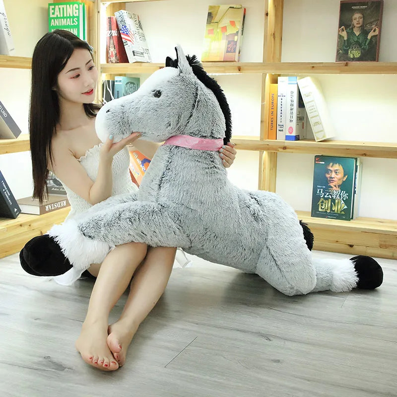 Giant Fluffy Brown Gray Horse Plushie - Image 6