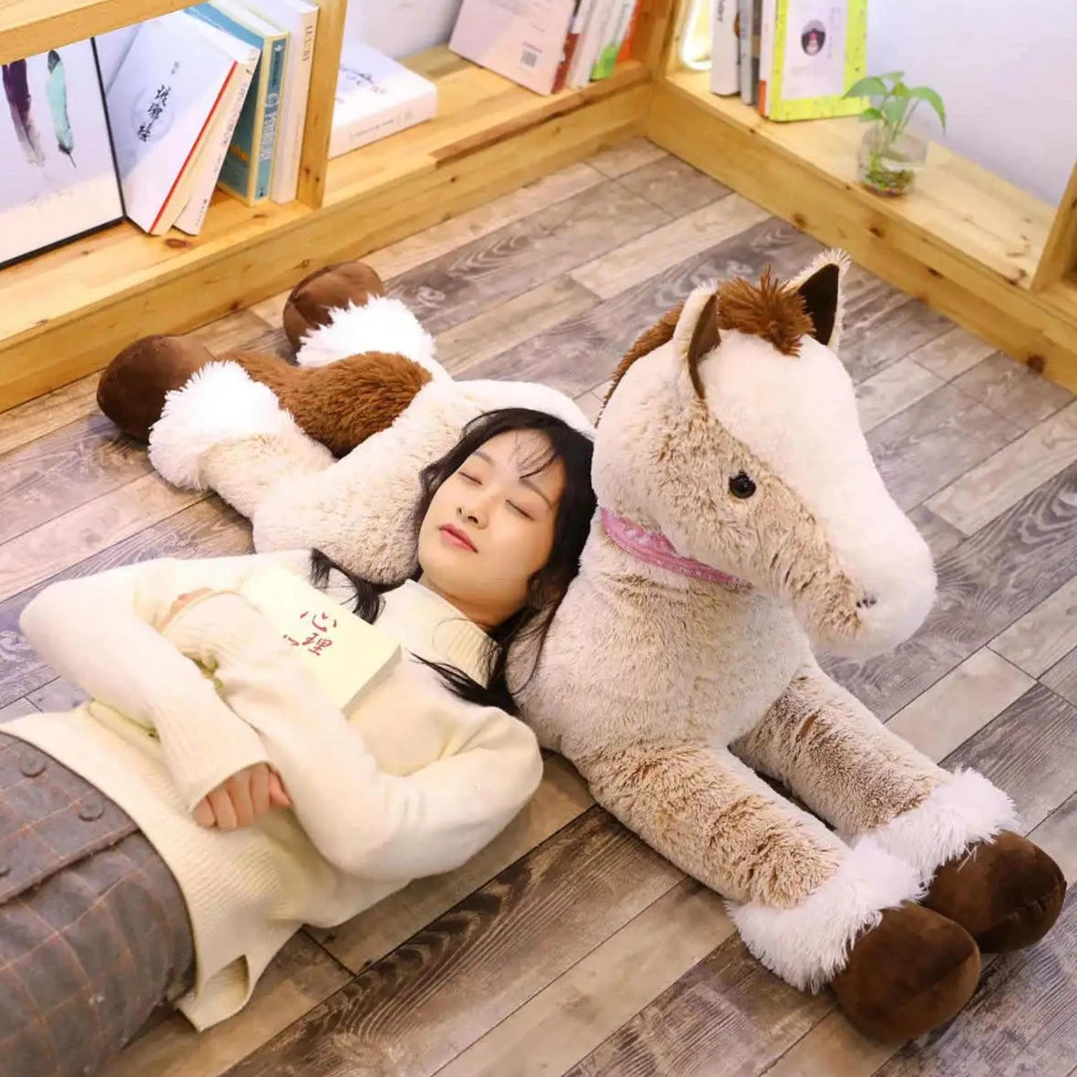 Giant Fluffy Brown Gray Horse Plushie - Image 18
