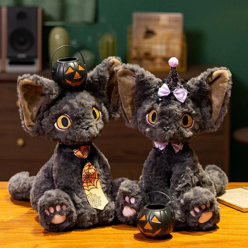Halloween Black Witch Cat Plushies - Image 2