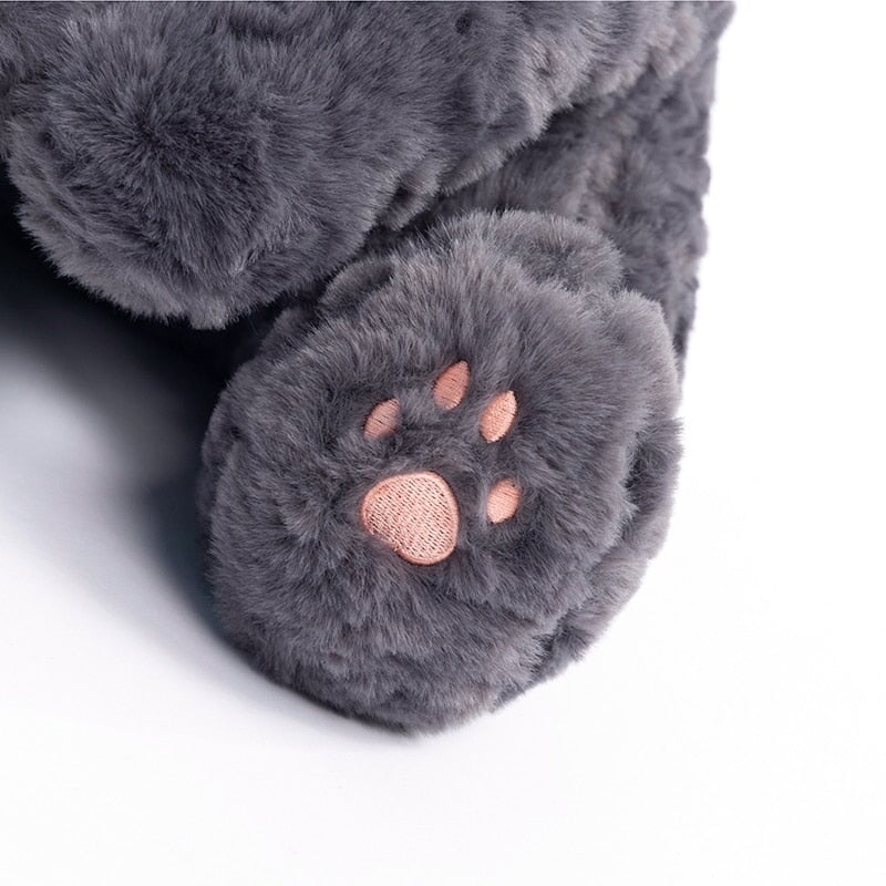 Jiji the Fluffy Black Cat Plushie Laying Down - Image 8