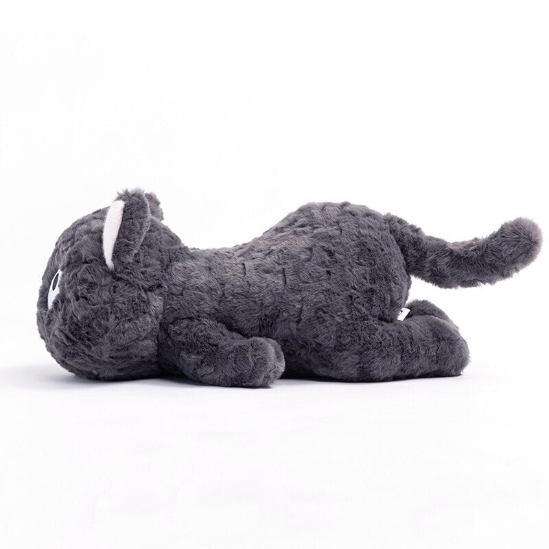 Jiji the Fluffy Black Cat Plushie Laying Down - Image 9