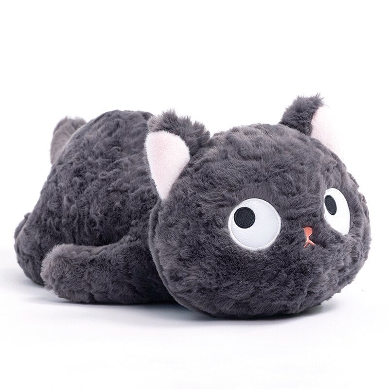 Jiji the Fluffy Black Cat Plushie Laying Down - Image 5