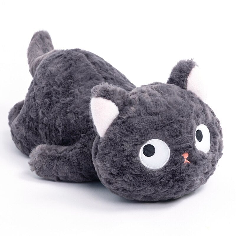 Jiji the Fluffy Black Cat Plushie Laying Down - Image 4