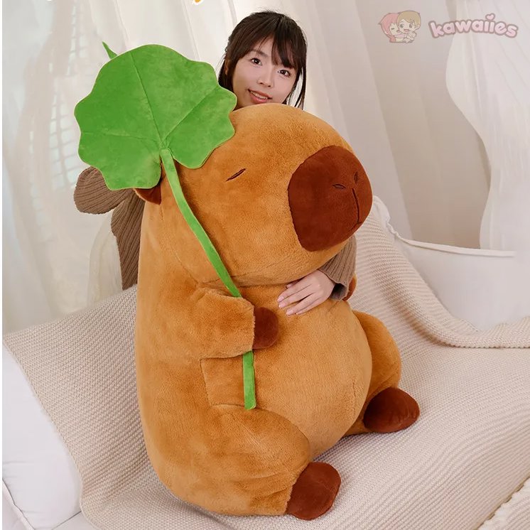Kawaii Capybara Plushie Holding Leaf - Image 9