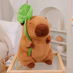 Kawaii Capybara Plushie Holding Leaf