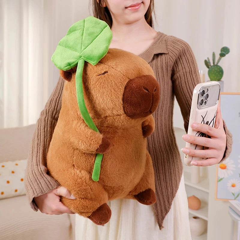 Kawaii Capybara Plushie Holding Leaf - Image 10