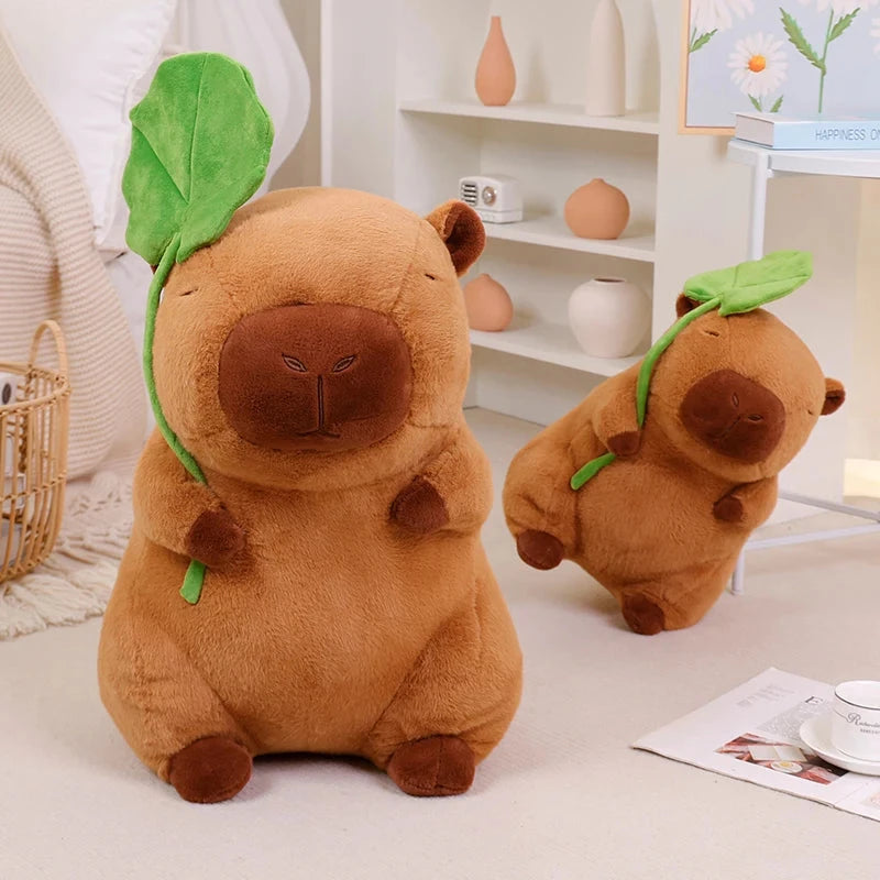 Kawaii Capybara Plushie Holding Leaf - Image 6
