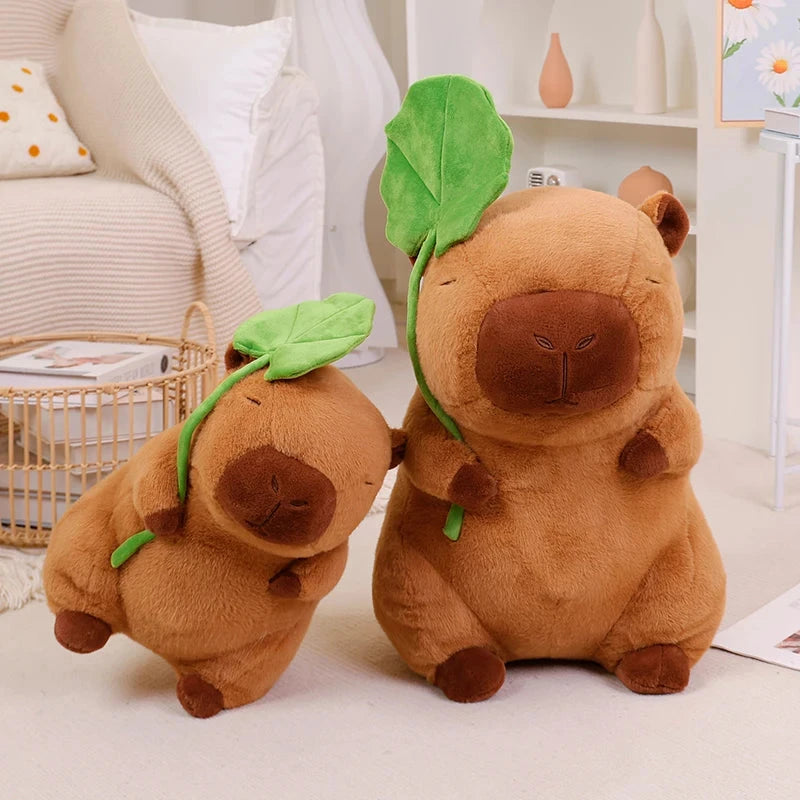 Kawaii Capybara Plushie Holding Leaf - Image 7