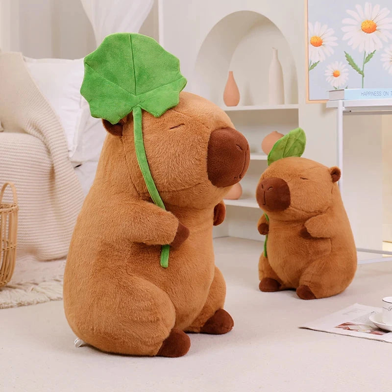 Kawaii Capybara Plushie Holding Leaf - Image 5