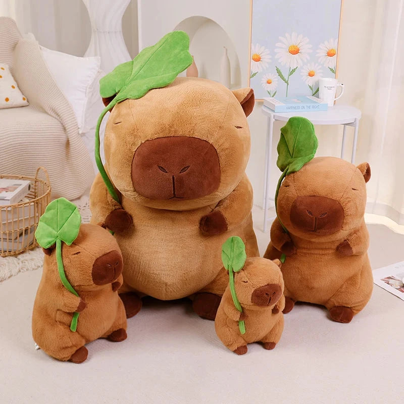 Kawaii Capybara Plushie Holding Leaf - Image 3