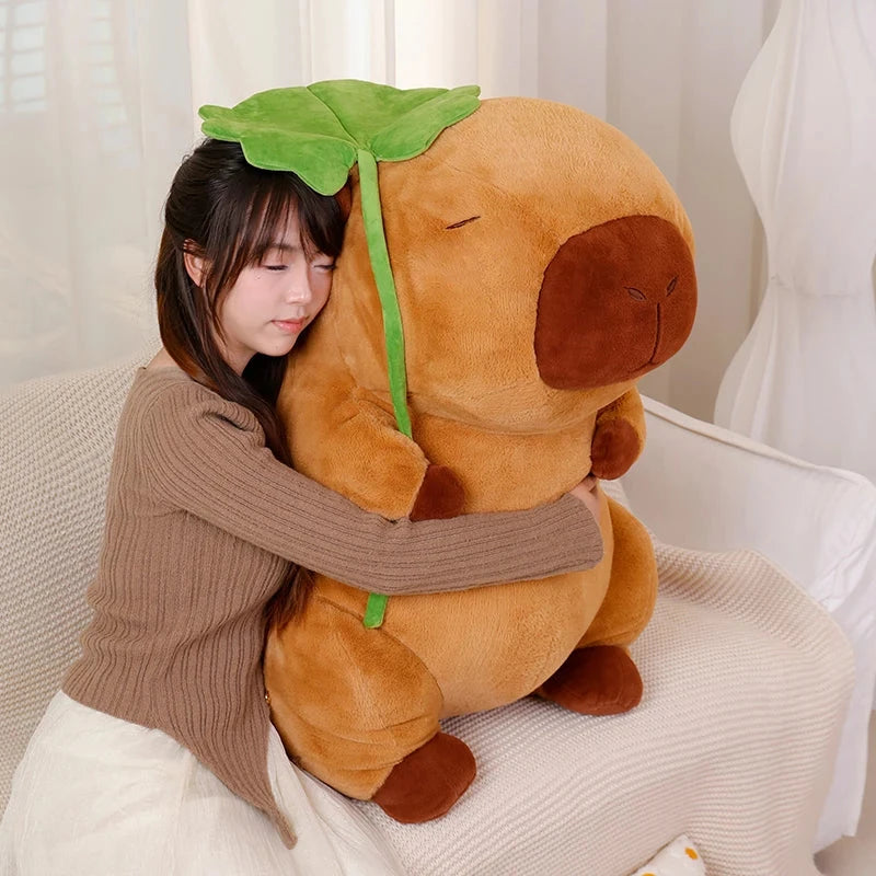 Kawaii Capybara Plushie Holding Leaf - Image 11