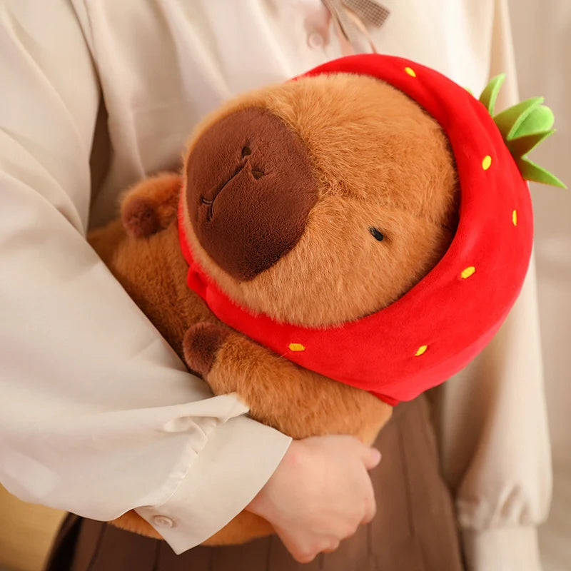 Kawaii Capybara with Strawberry Hat Plushie - Image 14