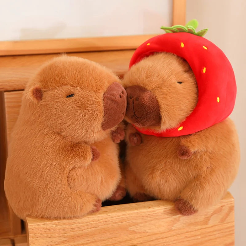Kawaii Capybara with Strawberry Hat Plushie - Image 3