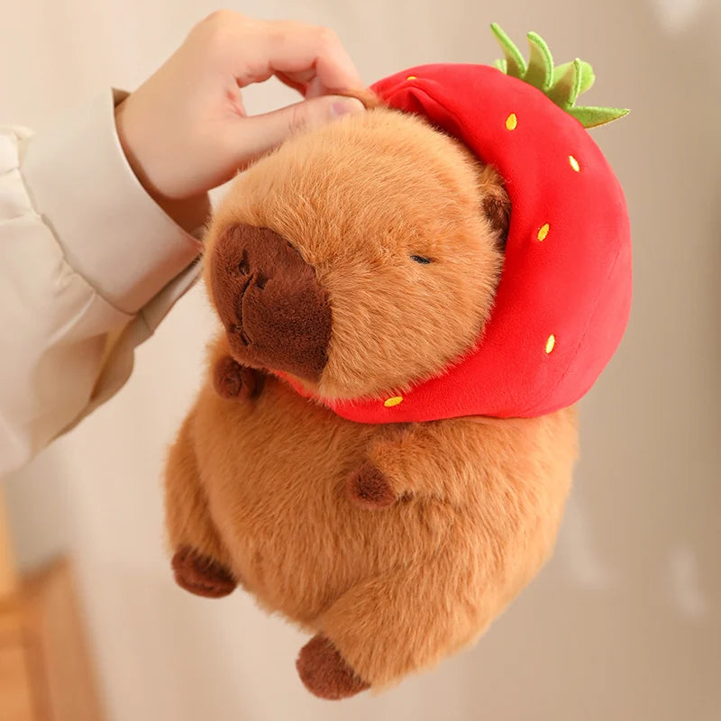 Kawaii Capybara with Strawberry Hat Plushie - Image 12