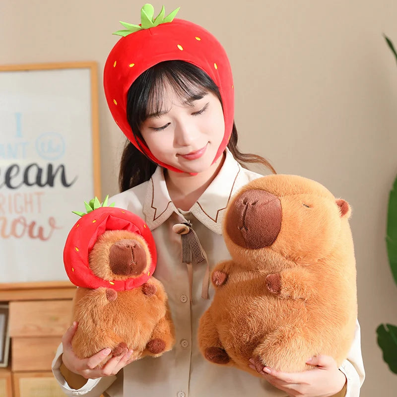 Kawaii Capybara with Strawberry Hat Plushie - Image 10