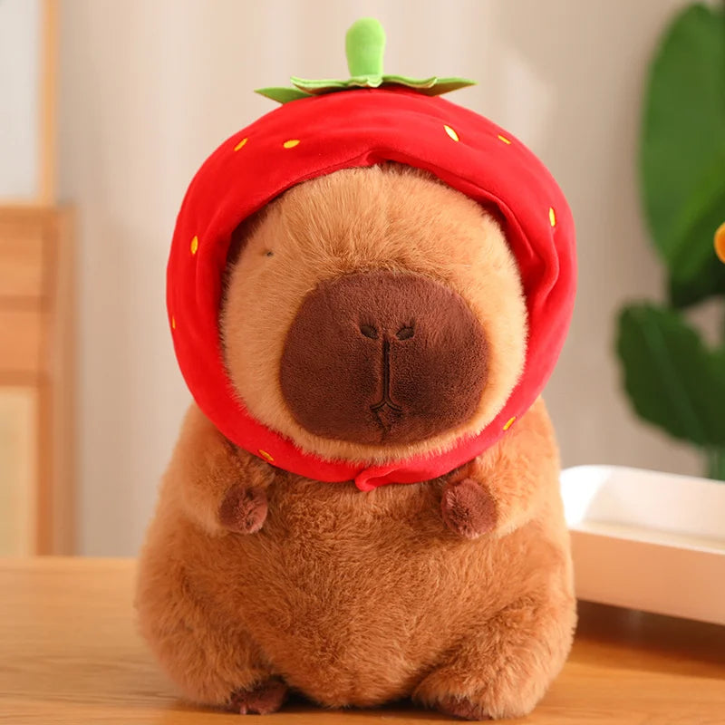 Kawaii Capybara with Strawberry Hat Plushie - Image 8