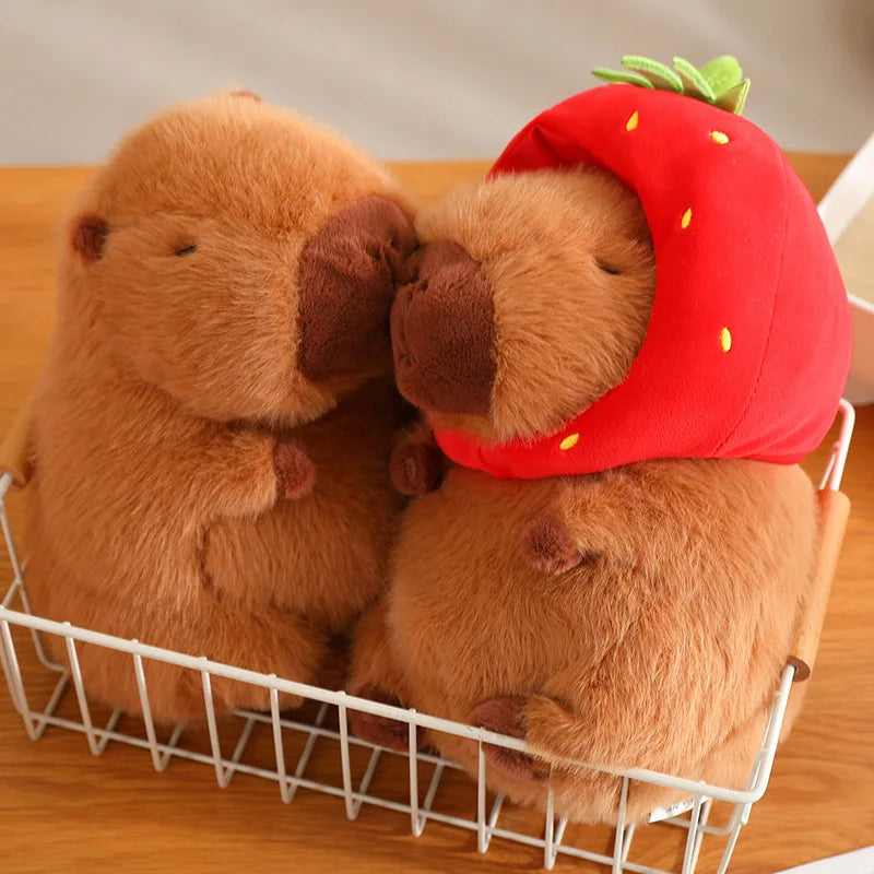 Kawaii Capybara with Strawberry Hat Plushie - Image 6