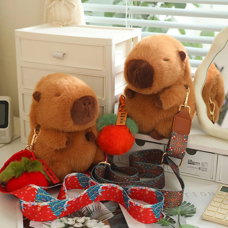 Kawaii Fluffy Capybara Plushies with Strap - Image 4