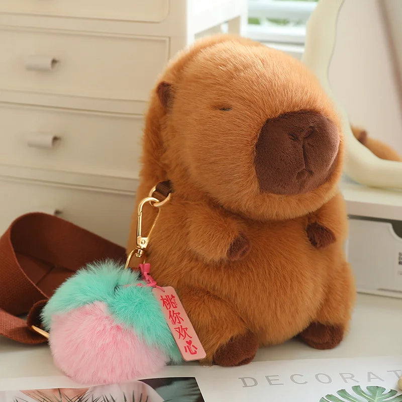 Kawaii Fluffy Capybara Plushies with Strap - Image 3