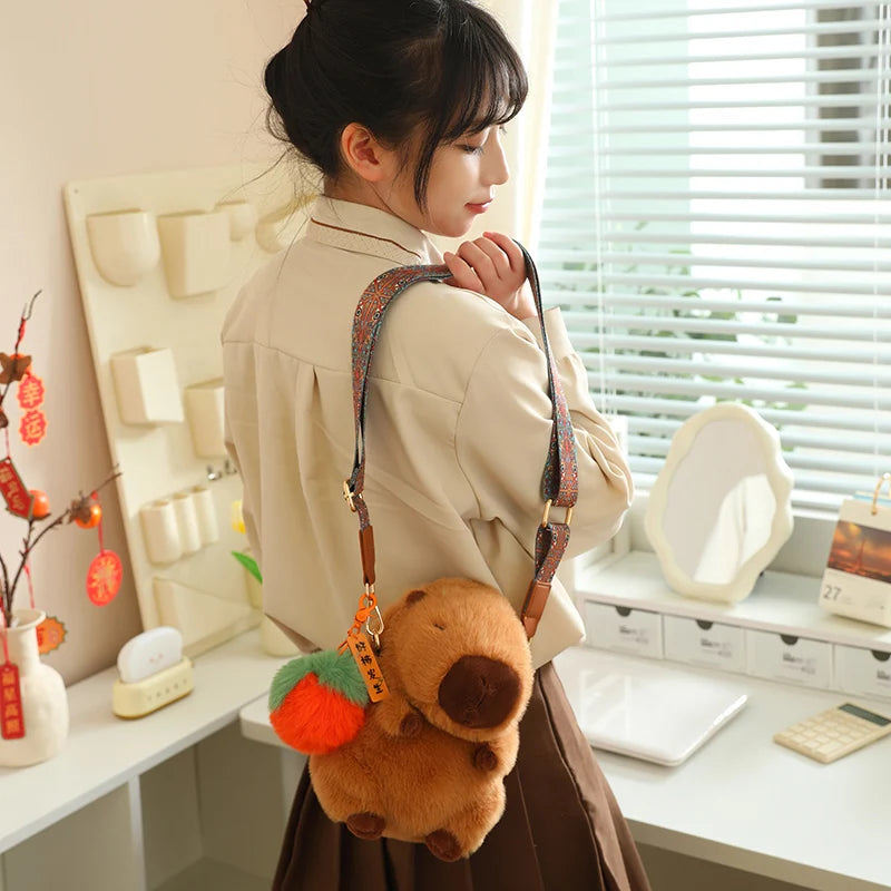 Kawaii Fluffy Capybara Plushies with Strap - Image 12