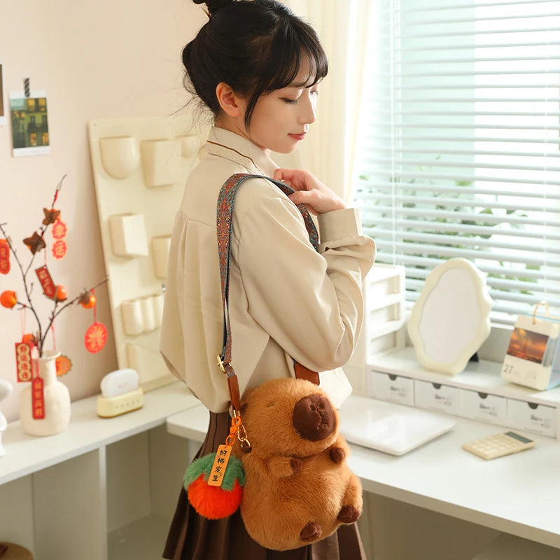 Kawaii Fluffy Capybara Plushies with Strap - Image 10