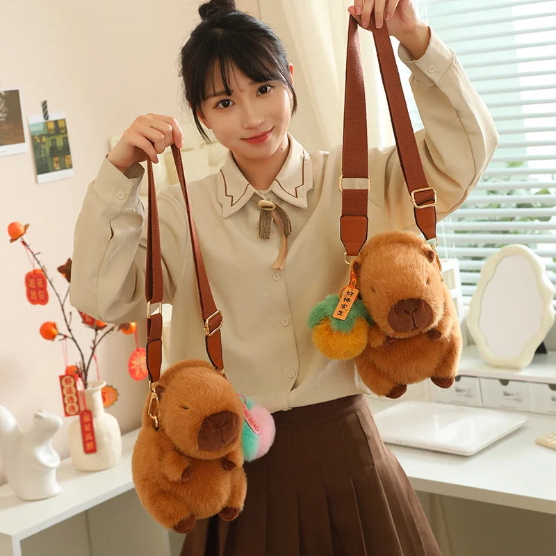 Kawaii Fluffy Capybara Plushies with Strap - Image 11