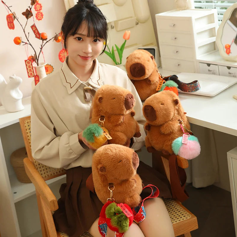 Kawaii Fluffy Capybara Plushies with Strap - Image 9