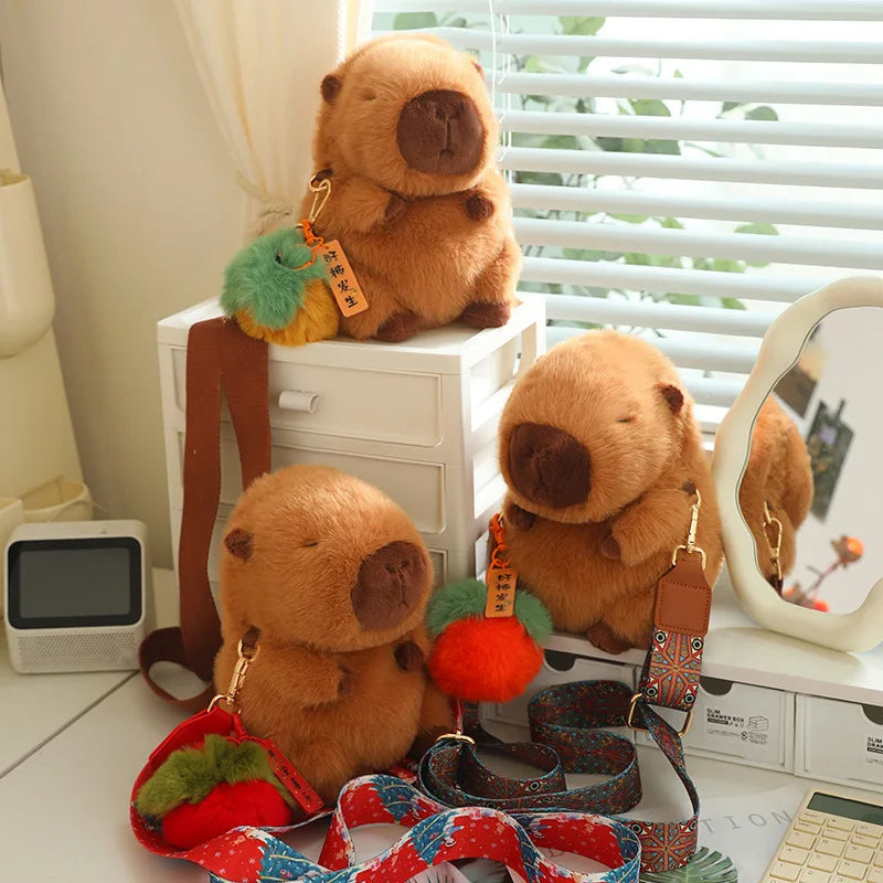 Kawaii Fluffy Capybara Plushies with Strap - Image 5