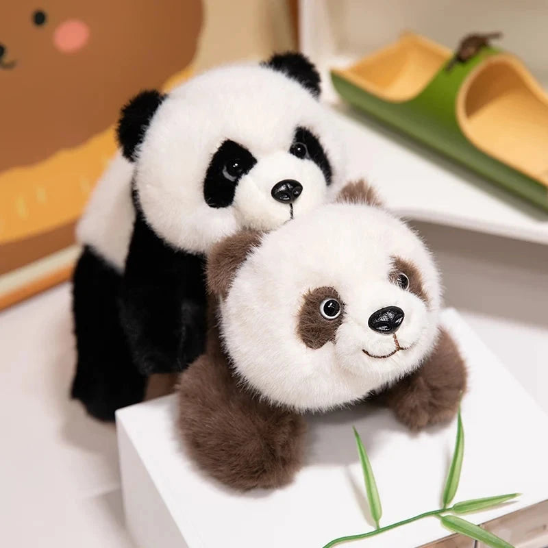 Kawaii Fuzzy Black Brown Panda Plushies - Image 3
