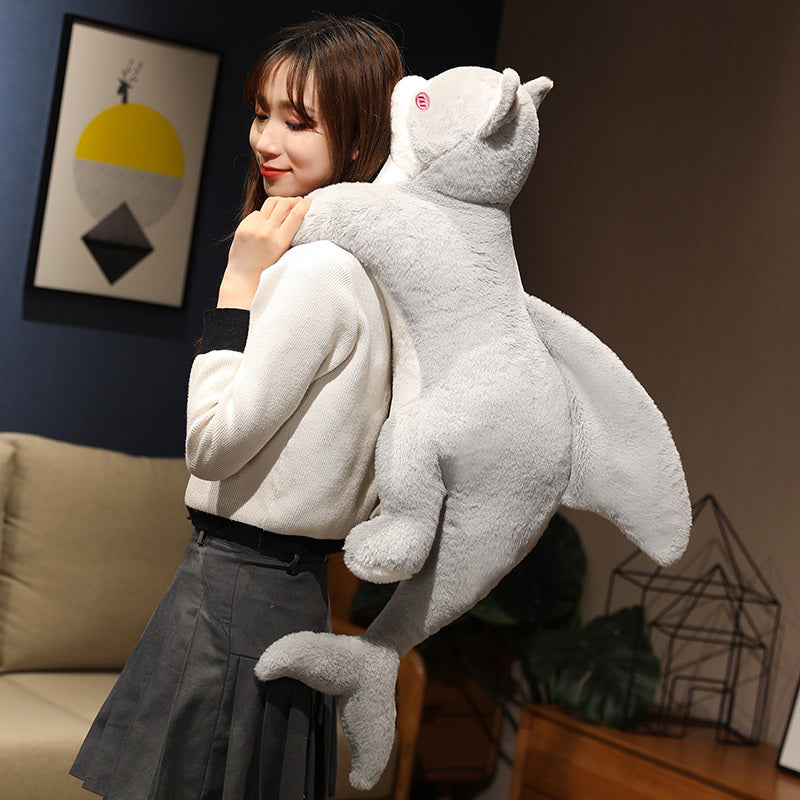 Kawaii Grey Half Cat Half Shark Combo Plushie - Image 6