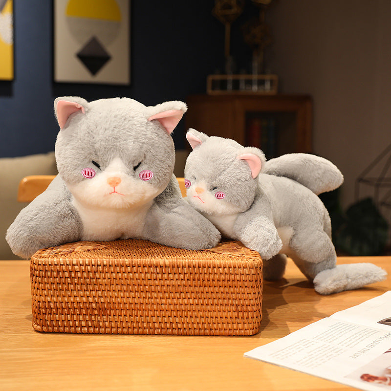 Kawaii Grey Half Cat Half Shark Combo Plushie - Image 2
