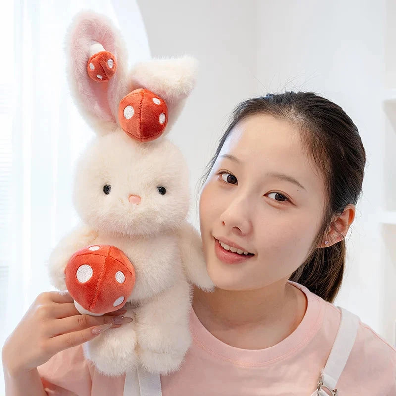 Kawaii White Bunny Mushroom Plushie - Image 14