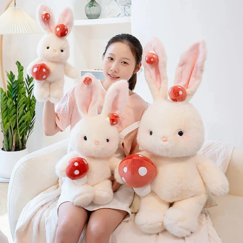 Kawaii White Bunny Mushroom Plushie - Image 5