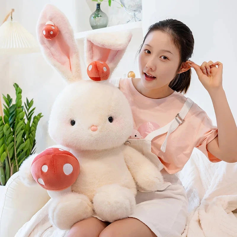 Kawaii White Bunny Mushroom Plushie - Image 6