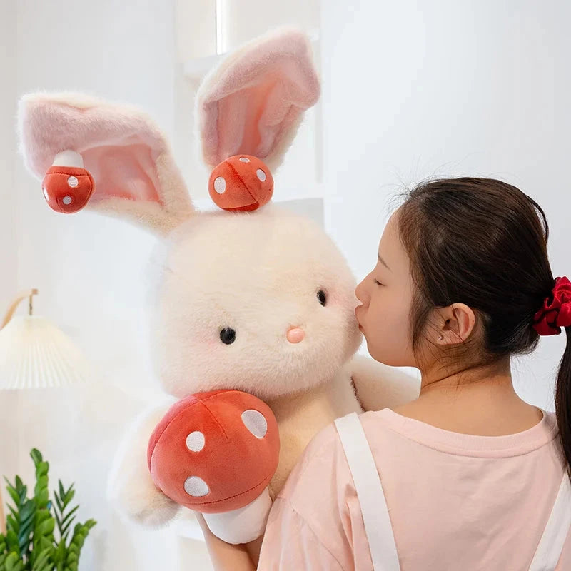 Kawaii White Bunny Mushroom Plushie - Image 13