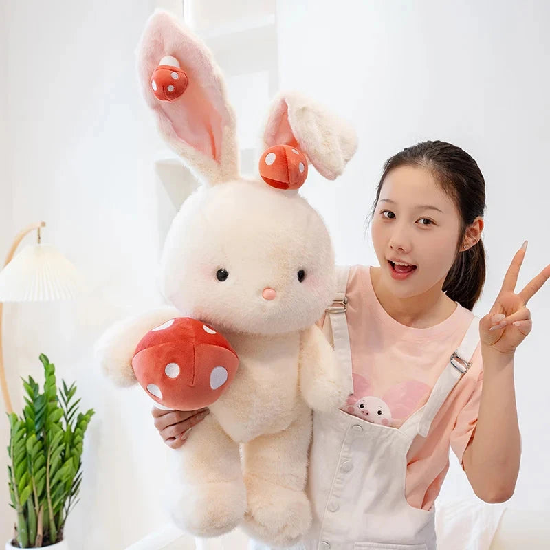 Kawaii White Bunny Mushroom Plushie - Image 16