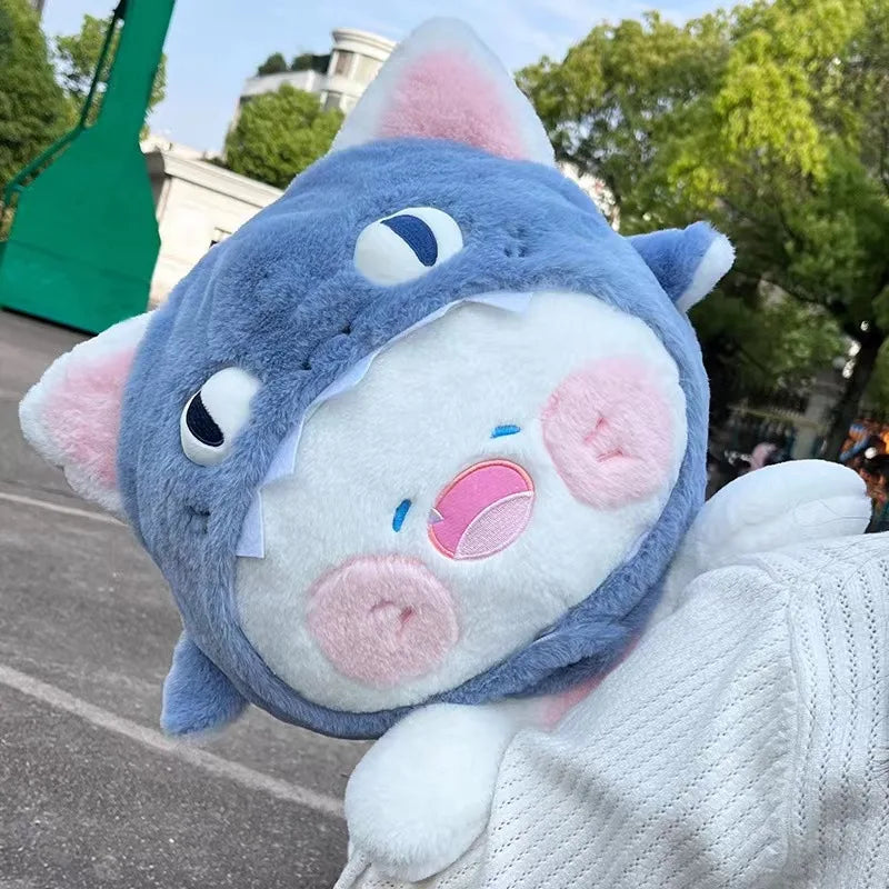 Kawaii White Cat Shark Hat Plushie - Image 3