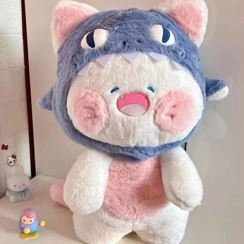 Kawaii White Cat Shark Hat Plushie - Image 11