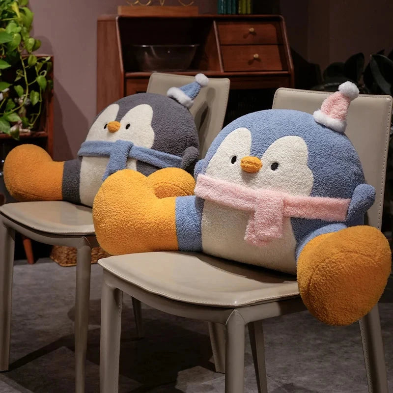 Fluffy Penguin Backrest Cushion Pillow Seat - Image 2