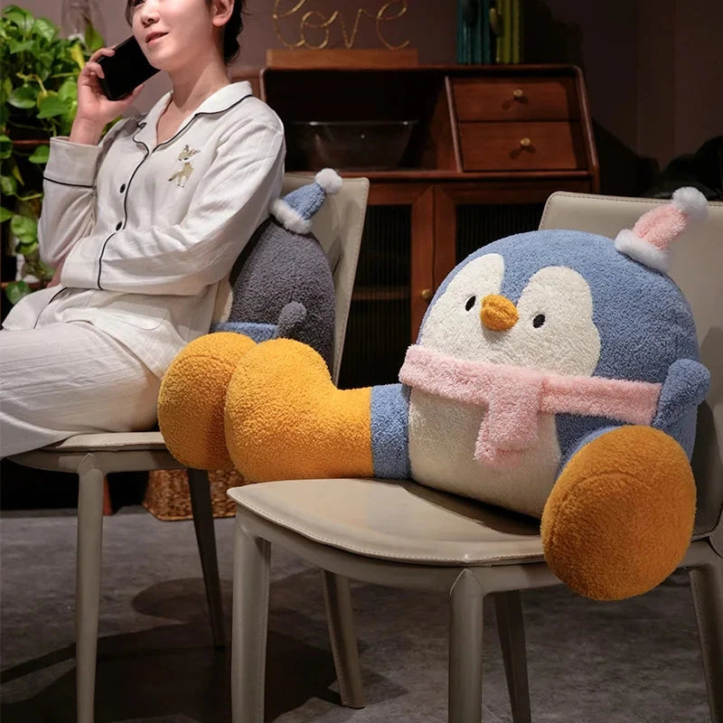 Fluffy Penguin Backrest Cushion Pillow Seat - Image 3