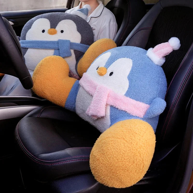 Fluffy Penguin Backrest Cushion Pillow Seat - Image 4