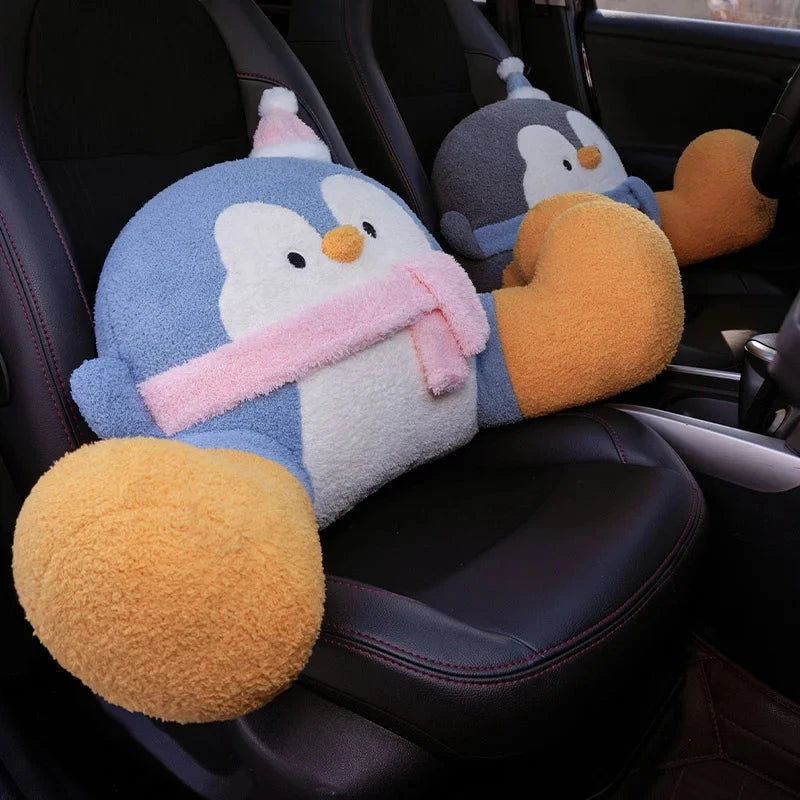Fluffy Penguin Backrest Cushion Pillow Seat - Image 11