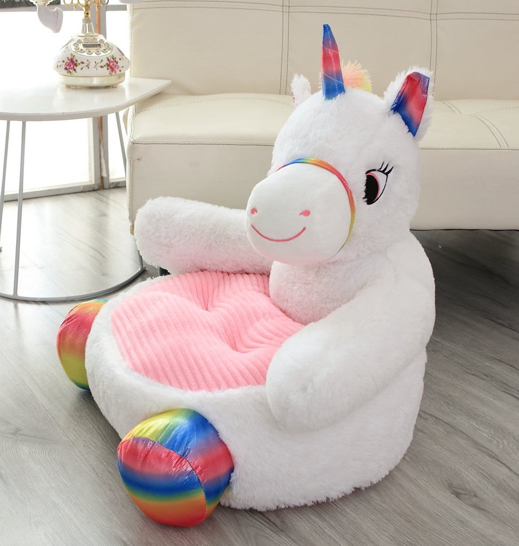 Kids Animal Plush Cushion Chair with Backrest - Image 3