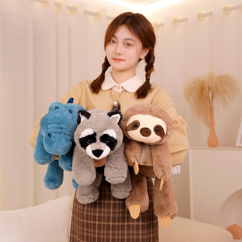 Laying Sloth and Fox Raccoon Crocodile Plushie Friends - Image 6